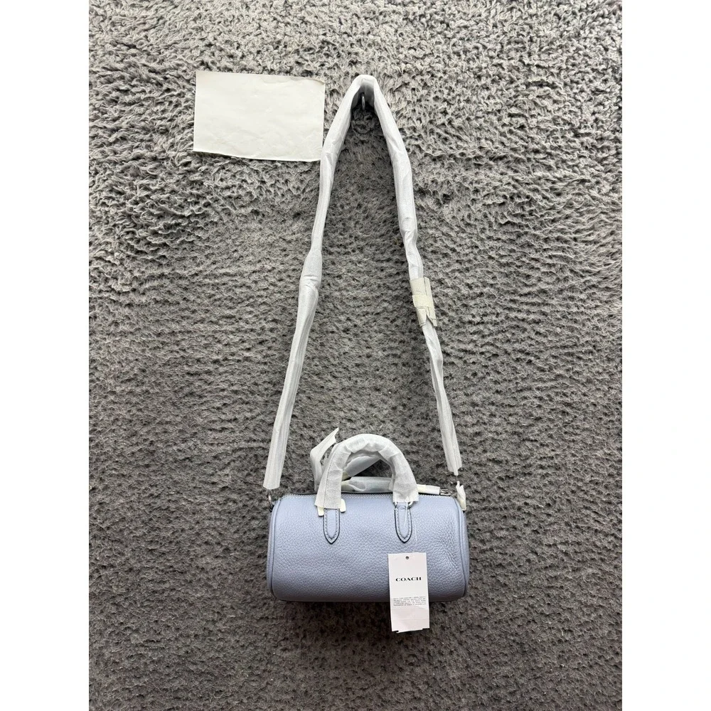 NWT Coach Lacey Pebbled Leather Crossbody Mini Barrel Bag Grey Mist CJ571